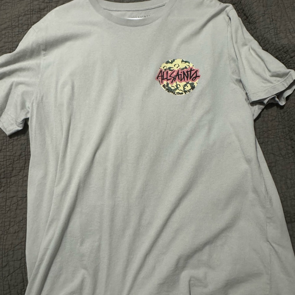All Saints Light Gray Graphic Tee